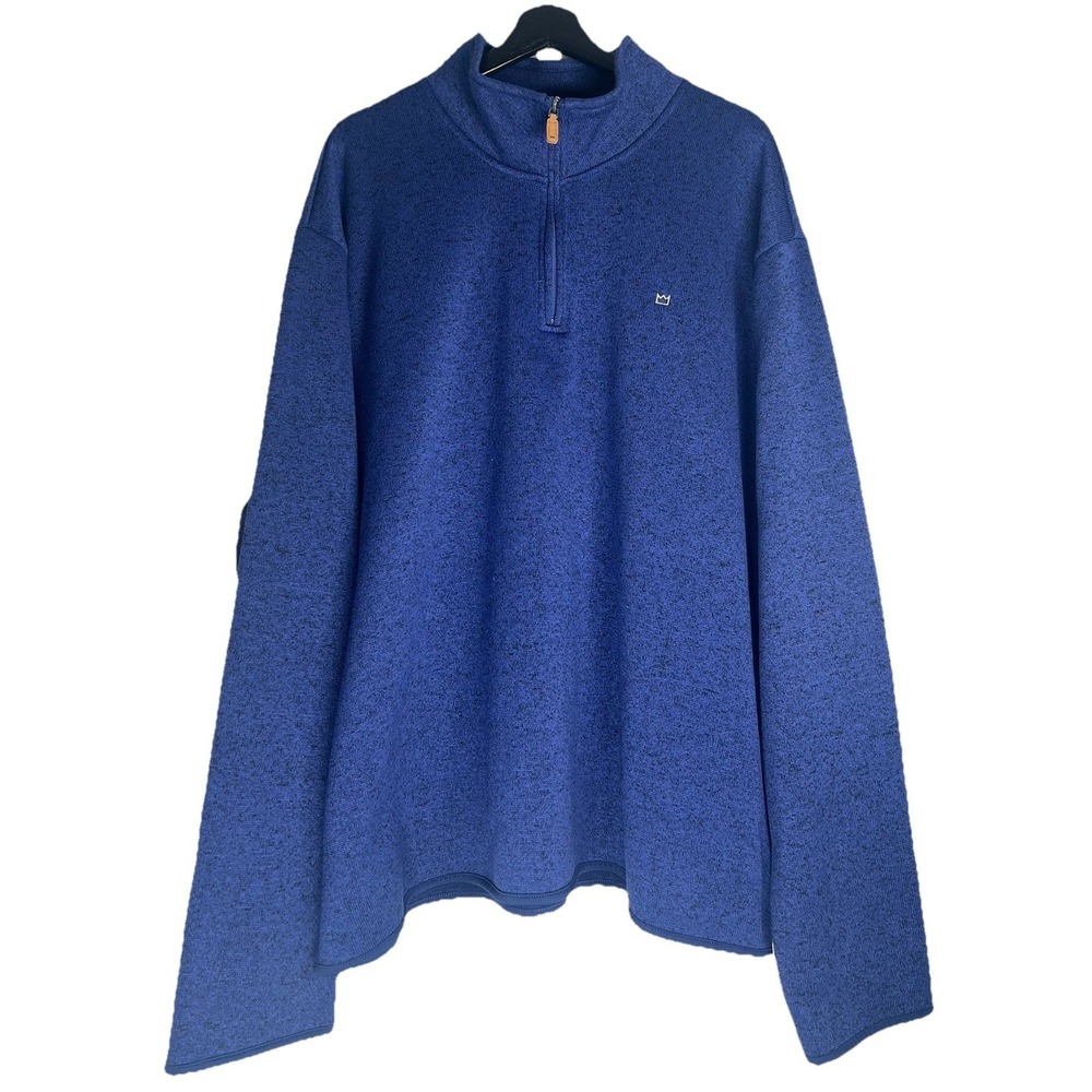 Crown & Ivy Mens 2X Blue Heathered Quarter Zip Sweater Fleece Pullover Mock Neck
